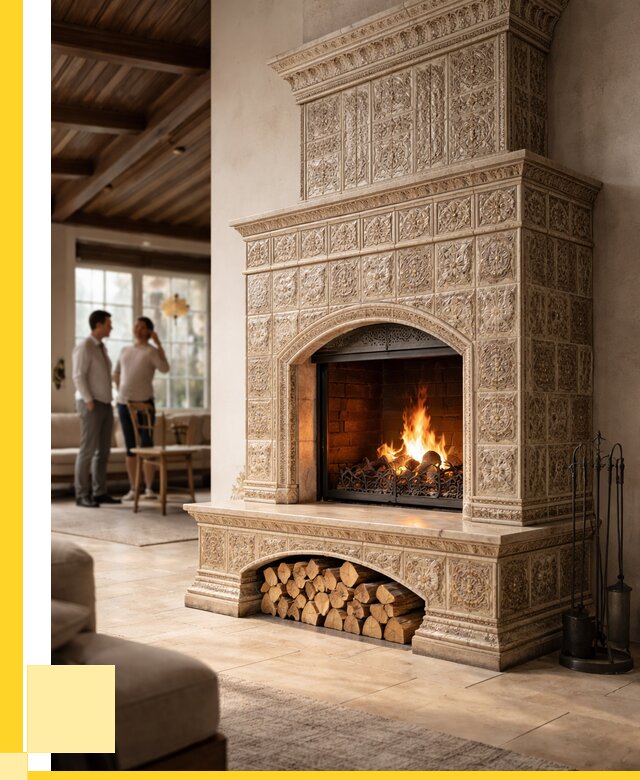 Купить изразцовый камин в Мытищах от 253875 р. | ЭриданМтщ