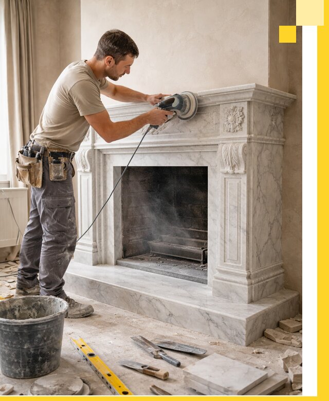 Изготовление и установка мраморных каминов в Мытищах под ключ