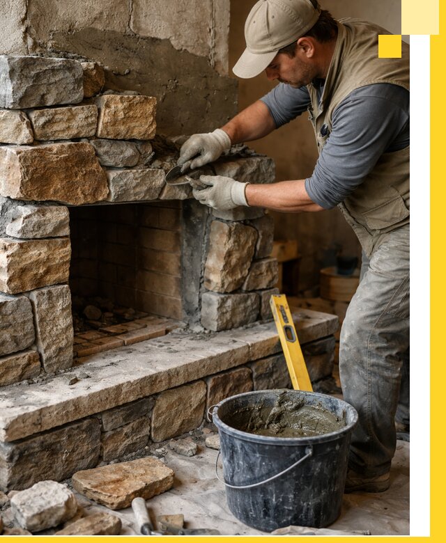 Изготовление и установка каменных каминов под ключ в Мытищах