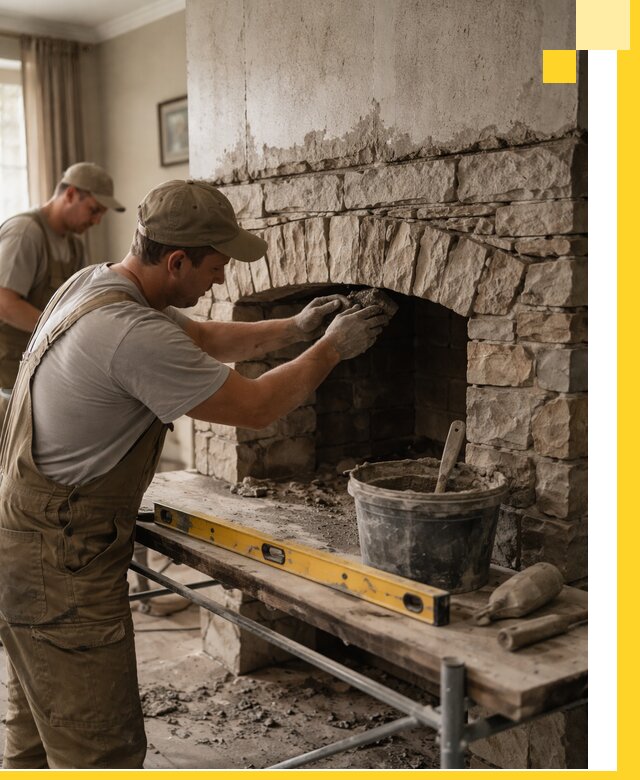 Изготовление каминов под ключ в Мытищах, монтаж и отделка