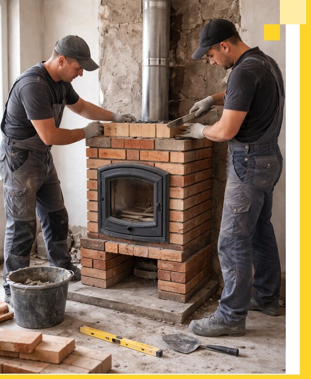 Монтаж печи камина под ключ в Мытищах с гарантией и пусконаладкой