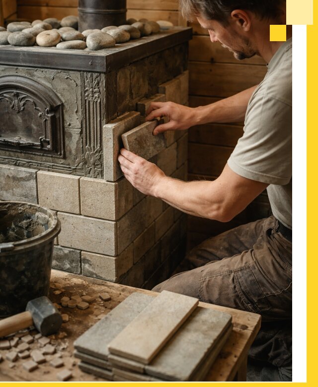 Облицовка банных печей в Мытищах профессиональная отделка