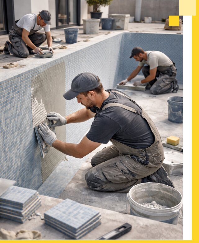 Облицовка бассейнов в Мытищах плитка мозаика гидроизоляция