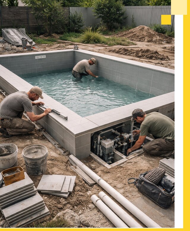 Строительство и монтаж бассейнов для дачи под ключ в Мытищах