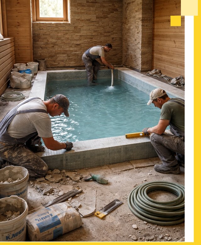 Проектирование и строительство бассейнов для бани в Мытищах