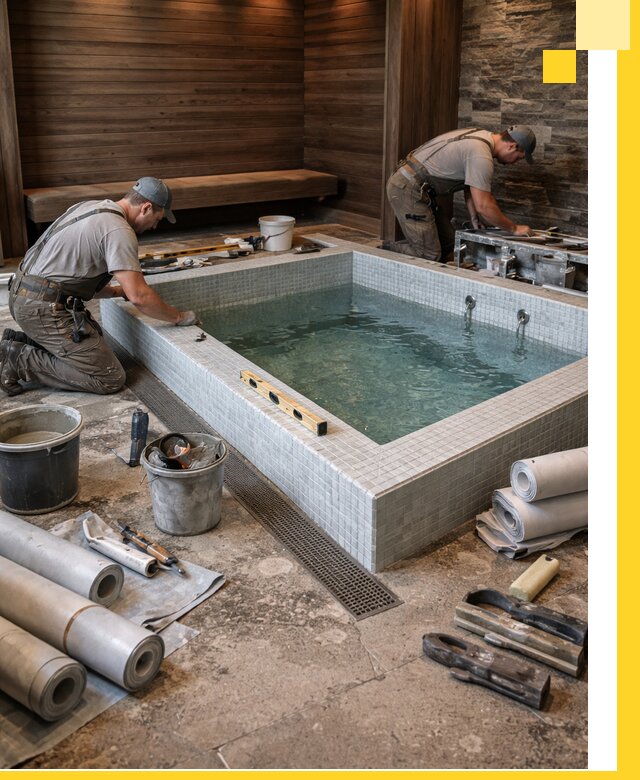 Установка и строительство бассейнов для сауны в Мытищах