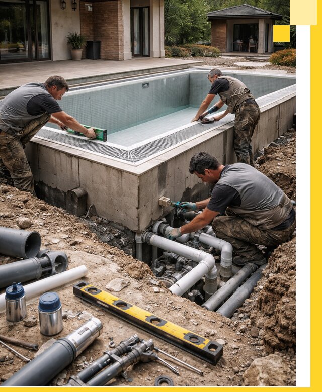 Строительство переливных бассейнов в Мытищах под ключ