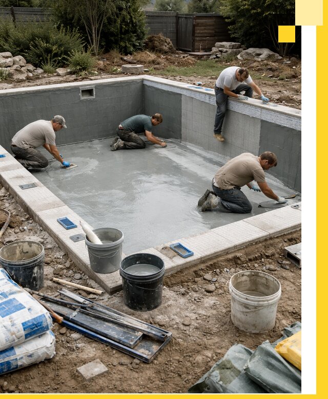 Изготовление и монтаж чаши бассейна под ключ в Мытищах