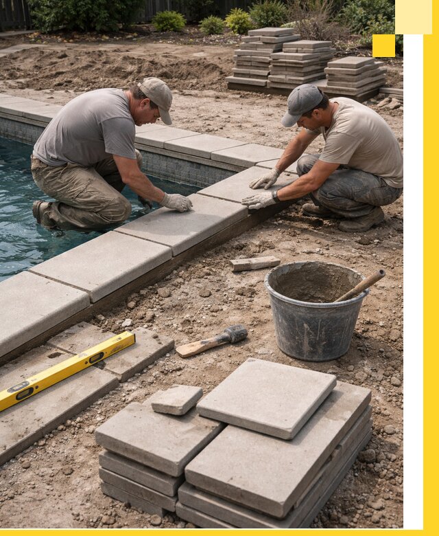 Установка и изготовление копингового камня для бассейнов в Мытищах