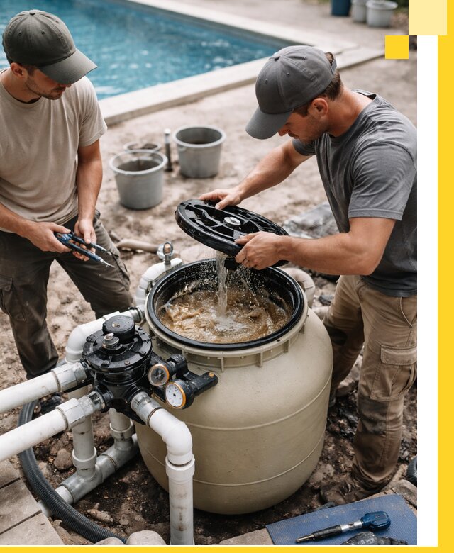 Установка и обслуживание песочных фильтров для бассейнов в Мытищах