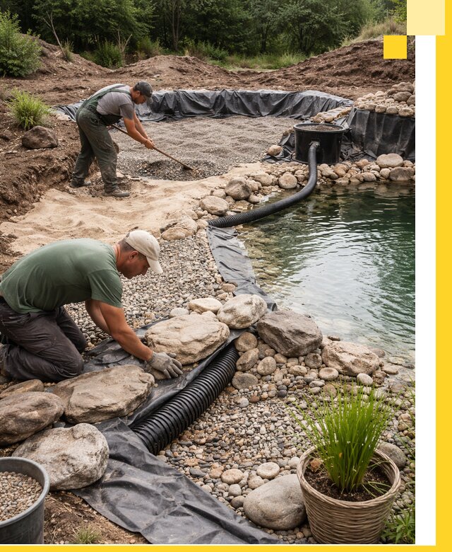 Строительство природных бассейнов и озер в Мытищах под ключ