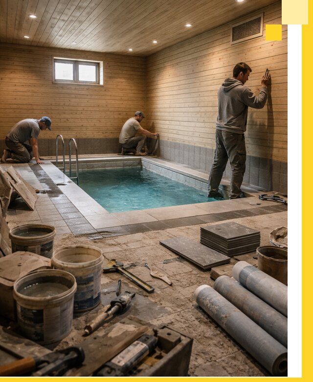 Строительство бани с бассейном и сауной под ключ в Мытищах