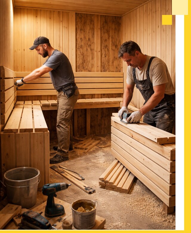 Профессиональный комплексный ремонт саун под ключ в Мытищах