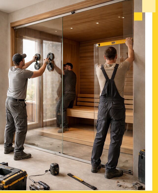 Производство и монтаж стеклянных саун под ключ в Мытищах