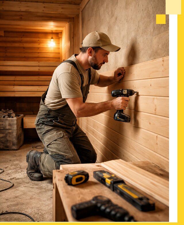 Профессиональная внутренняя отделка бани в Мытищах под ключ