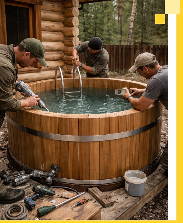 Строительство бань с купелью под ключ и отделкой в Мытищах