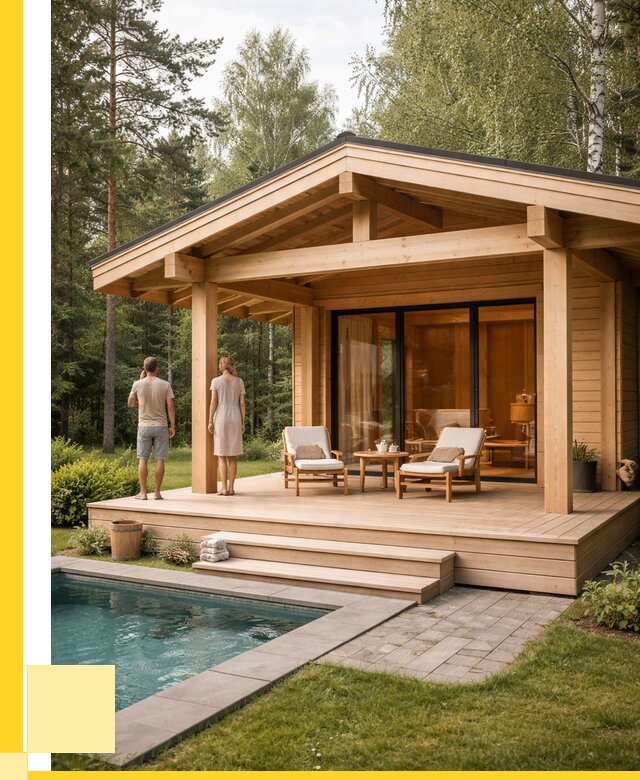 Бани с террасой под ключ в Мытищах от 609300 р. | ЭриданМтщ