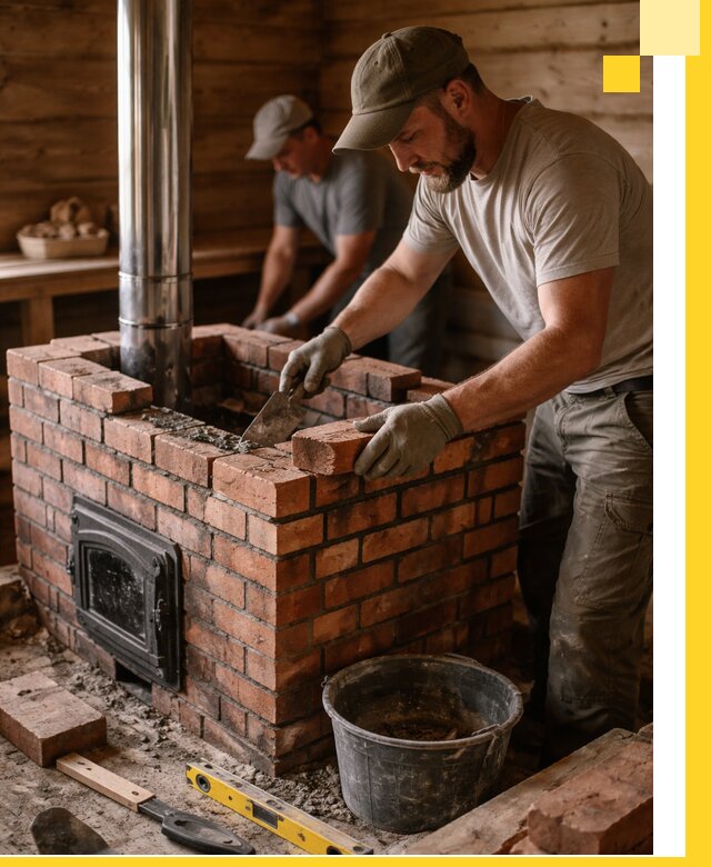 Кирпичные печи для бани под ключ в Мытищах, проект и монтаж