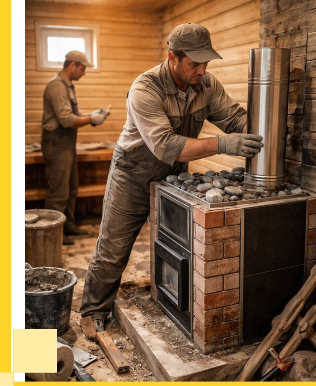 Монтаж печи в бане под ключ в Мытищах от 20310 р. | ЭриданМтщ