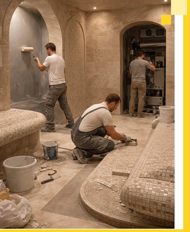 Строительство бани с хамамом и бассейном под ключ в Мытищах