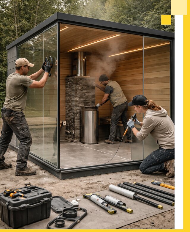 Проектирование и строительство стеклянных бань в Мытищах