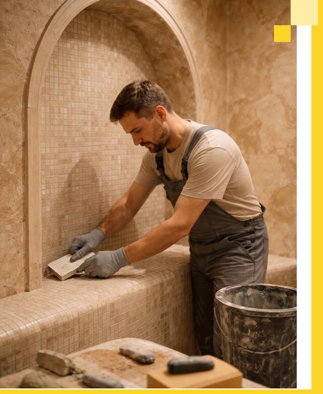 Профессиональная отделка хамамов с мозаикой под ключ в Мытищах