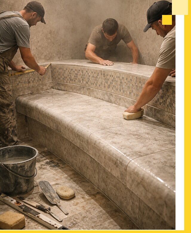 Изготовление и установка сидений для хамама в Мытищах