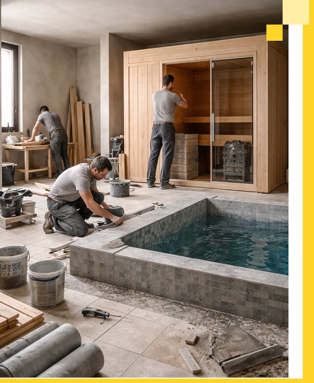 SPA зоны под ключ с бассейном сауной и печью в Мытищах